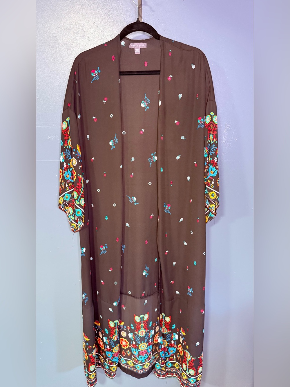 Kendall & Kylie Black Kimono with Red Accent